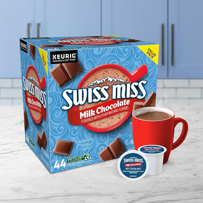 Swiss Miss Milk Chocolate Hot Cocoa, Single-Serve Keurig K-Cup Pods, Hot Chocolate, 44 Count