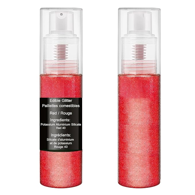 Edible Glitter Spray - 20g Luster Dust Edible Food Grade Glitter for Cake Decorating, Cocktails, Drinks - Shimmer Dust Powder Metallic Food Coloring Powder for Cookie, Candy, Icing (Red)