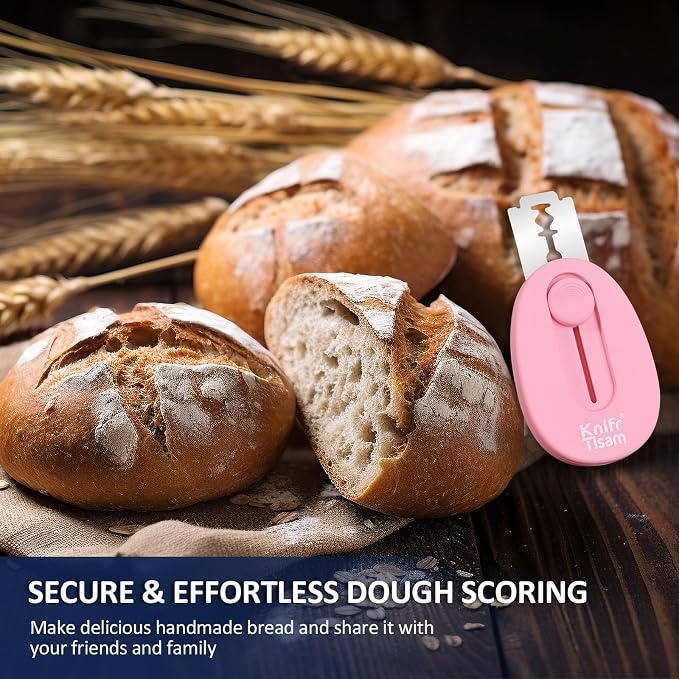 Bread Knife Extractable & Magnetic Bread Lame Dough Scoring Tool, Professional Sourdough Scoring Tool for Sourdough Bread Baking & Bread Making Tools 10 Razor Blades- Pink