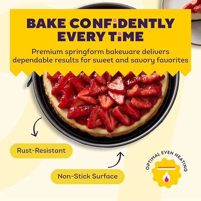 Wilton Platinum Non-Stick Spring Form Pan - Baking Pan for Cheesecakes, Deep Dish Pizzas & Bread Puddings - Scratch Resistant, Even Heat Distribution & Made Without PFAS - 9 x 2.7 Inch