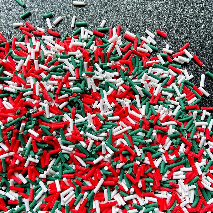 EHOPE 100G Fake Sprinkles Polymer Sprinkles Faux Sprinkles Resin Sprinkles Clay Sprinkles For Resin Fake Candy Sprinkles for Nail Art DIY Crafts Cake Phone Case (100G Long Christmas)
