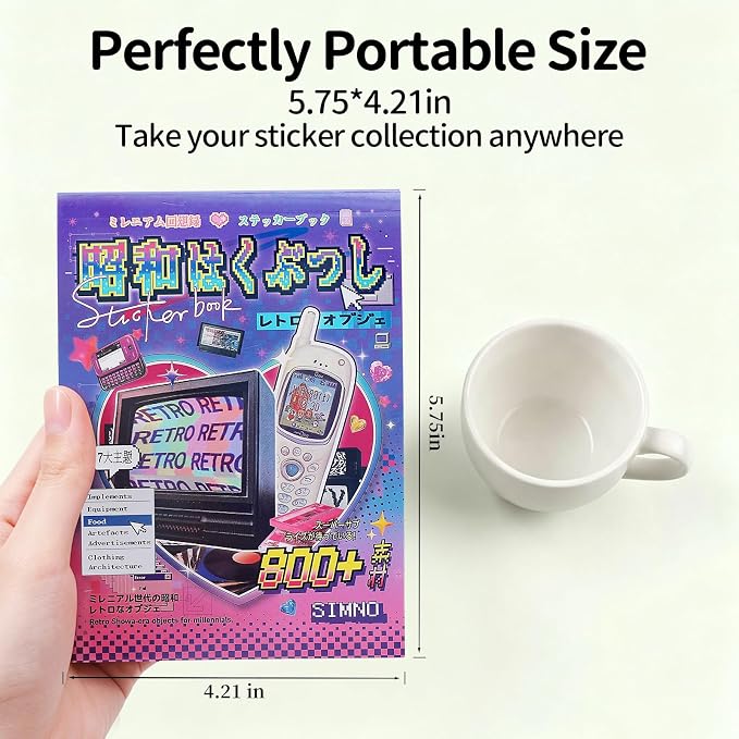 Japanese Sticker Book for Adults – 45 Sheets 800+ Pcs Aesthetic Vintage Manga Stickers for Journaling & Scrapbooking, Cute Sticker Book for Planner, DIY Crafts, Junk Journal & Gifts