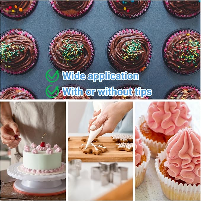 Extra Large Piping Bags 26 Inch - 50 Pack Disposable Pastry Bags - Thick Anti-Burst Pastry Icing Frosting Piping Bags For Decorating Cupcakes Cakes Cookies (Extra Large 26 Inch-50 Pack)