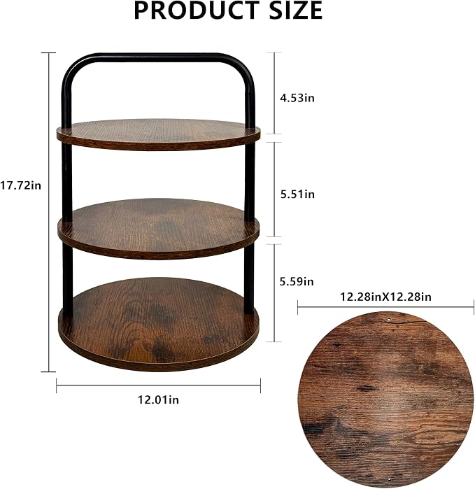 Wooden 3-Tier Cupcake Stand for 50 Cupcakes - Round Tiered Dessert Display & Serving Tray Set for Wedding, Party, Buffet Table - Rustic Cake Stand for Cookies, Fruits, Pastries