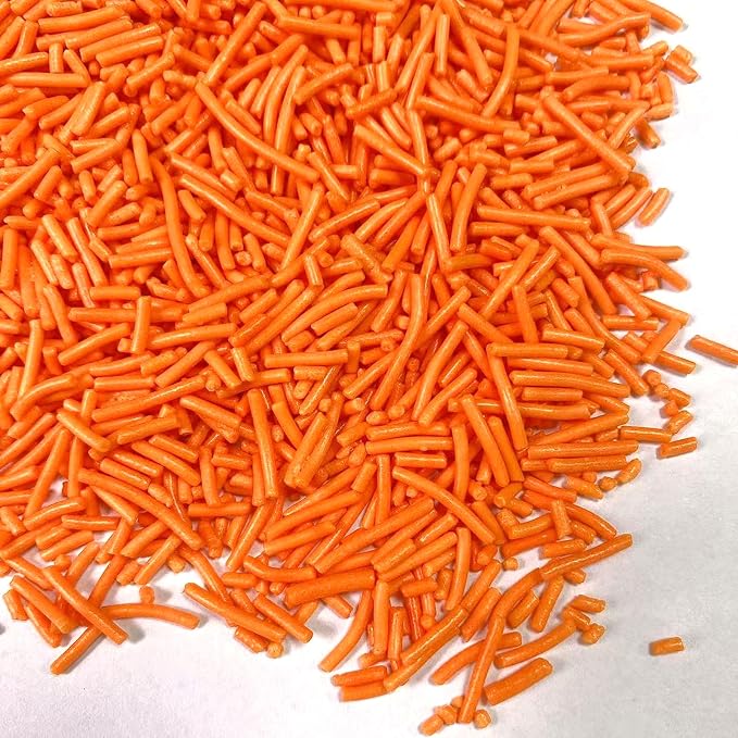 Sentovac Orange Jimmies Sprinkles Edible for Cake Decorating Orange Sprinkles Sugar Candy Cookie Cupcake Topper Ice Cream Baking Decorations Wedding Halloween Christmas Supplies 3.53oz