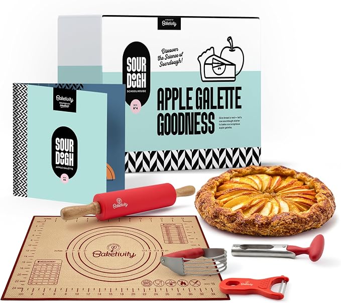 Baketivity Sourdough Apple Galette Kit – Birthday Gift for Kids & Families – Learn Pastry Baking, Apple Science & STEM Cooking Activity – DIY Baking Kit with Step-by-Step Guide