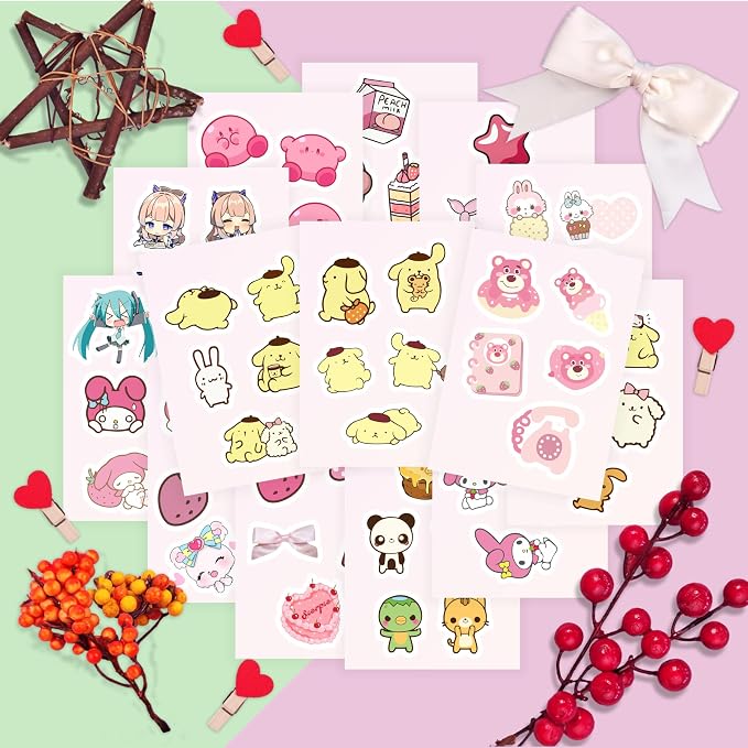 BulbaCraft Cutecore Stickers, Cute Anime Stickers for Water Bottle and Laptop - Cutecore Party Supplies & Decorations, Waterproof Vinyl Decals, Aesthetic Stickers, Gifts for Women & Men