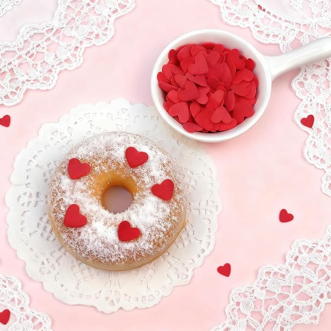 Red Heart Sprinkles for Cake Decorating, Mothers Day Sprinkles for Baking, Edible Heart Shaped Confetti for Cookies, Cupcakes & Ice Cream, Mothers Day Sprinkles