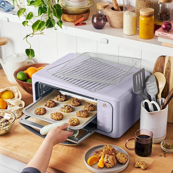 Infrared Air Fry Toaster Oven 9 Slice, 1800W Countertop Oven with Convection & Air Fry Functions, Digital Touch Display, Multi Cooking Modes for Baking, Broiling & Reheating (Lavender)