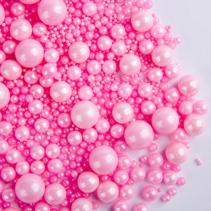 Sentovac Edible Pink Pearl Sugar Sprinkles for Cake Decorating | Edible Cake Cupcake Topper Decorations | 1 Bottle 4.23oz/ 120g Pink Pearl Sprinkles Valentines Supplies