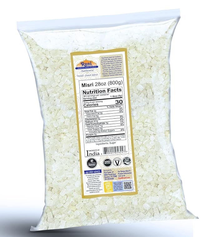 Rani Misri (Indian Sugar Crystals) 28oz (800g) ~ All Natural | Gluten Friendly | No Colors | Vegan | Kosher | Indian Origin