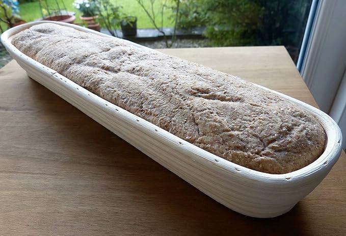 15 inches Baguette Banneton Bread Proofing Basket and Linen Liner Set 2 Pack, Sourdough Proofing Basket Round Proofing Bowls Handmade Rattan Baskets Perfect for Professional & Home Bread Baking