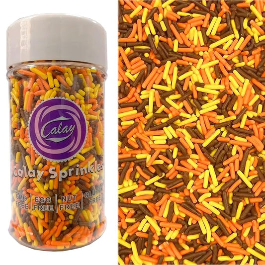 PhilaeEC Autumn Jimmies Sprinkle Edible Soft Jimmies Orange Yellow Brown Sprinkle for Cake Decoration Cupcake Topper Cookie Baking Decorations Halloween Christmas Valentine Supplies 2.75oz/78g