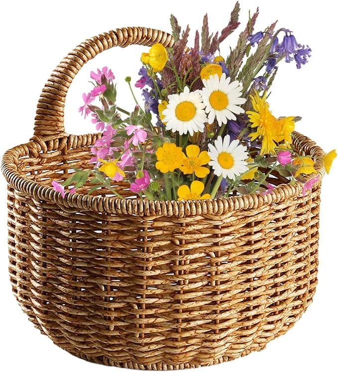 Hand-woven Rattan Storage Basket, 150cm, for Decorating Gardens, Balconies, Terraces, Corridors, and Living Rooms, with Integrated Handle for Easy Hanging