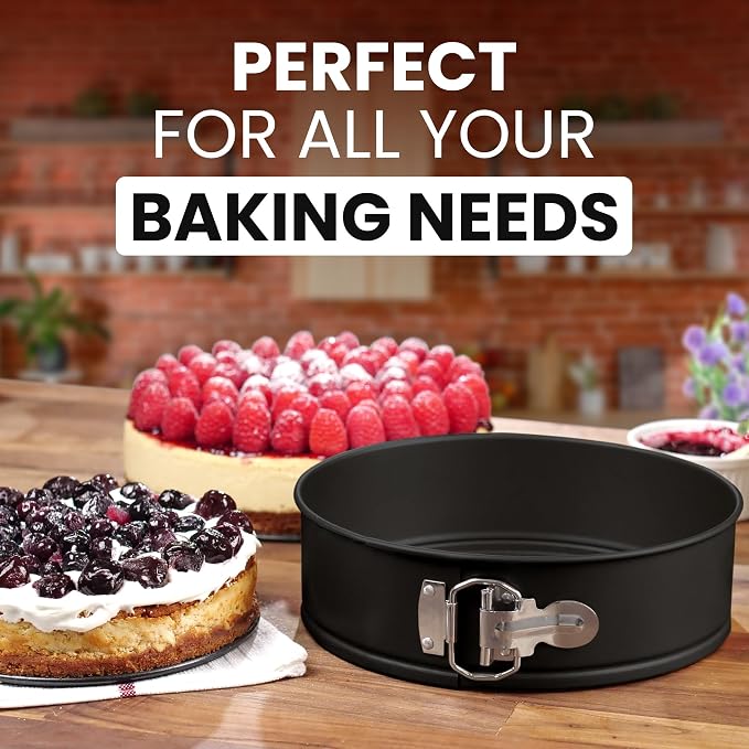 Zulay Kitchen Premium 9 Inch Springform Pan Nonstick Cheesecake Pan with Removable Bottom, Leak-Proof Design, No Need for Parchment Paper – For Baking Cakes, Cheesecakes, Pies - Easy to Clean (Black)