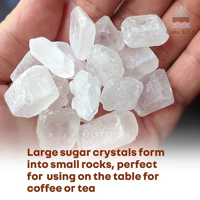 Pure and Natural Large White Rock Sugar Crystals for Tea and Coffee, Pure and Natural, 1-Pound Bag