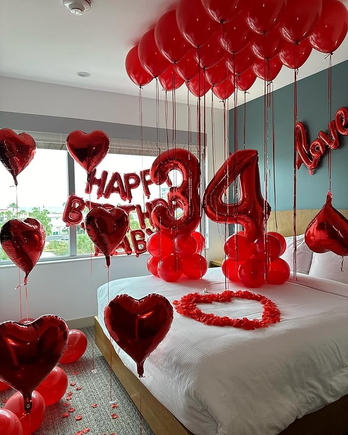 Red Number 4 Balloon 40 Inch, 4th Birthday Party Decorations for Children, Giant 4 Foil Balloon for Party Supplies