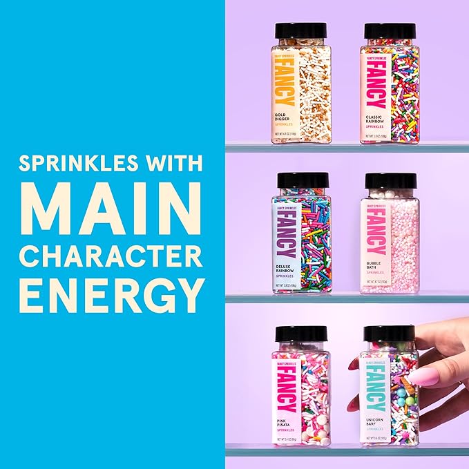 Fancy Sprinkles Pink Pinata Sprinkle Mix | Hot Pink, Pastel Pink & Rainbow Jimmies | Cake, Cupcake & Funfetti Baking | Birthday Party & Girls Night | 1 Pack (0.5c)