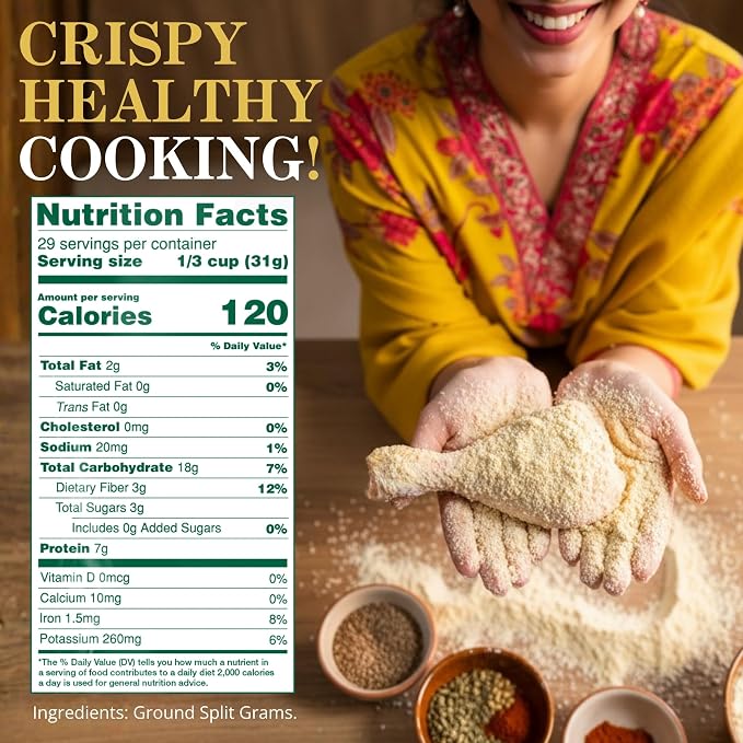 Laxmi Gram Besan Flour 2 lb Non-GMO, Vegan, Gluten Free - Made from Finely Ground Chickpeas Perfect for Authentic Indian Recipes