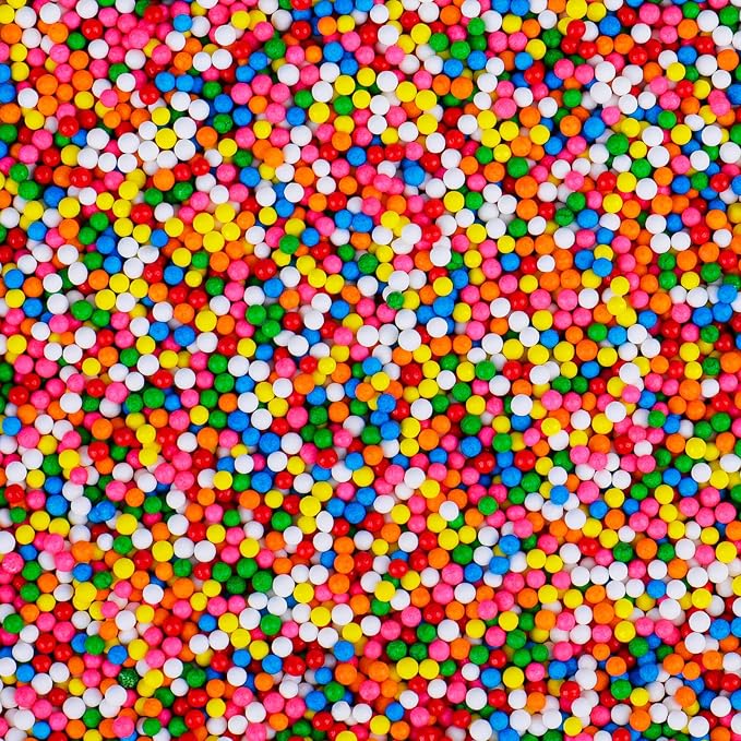 Rainbow Sprinkles, 2mm Colorful Nonpareils Sprinkles for Cake Decorating, 4.6oz Mini Edible Pearls for Baking, Cupcake, Cookie, Ice Cream Toppings, Birthday Christmas Holiday Party Supplies