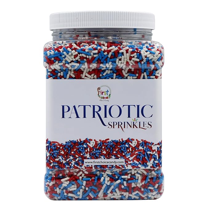 Decorating Sprinkles By FirstChoiceCandy- 2 LB - Colorful Jimmies Great For Topping for Bakery, Ice Cream, and Confectionary - Kosher Sprinkles In a Resealable Container (Ptariotic)