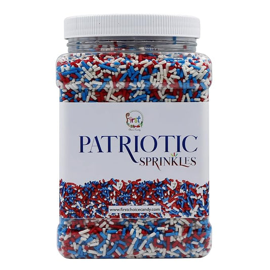 Decorating Sprinkles By FirstChoiceCandy- 2 LB - Colorful Jimmies Great For Topping for Bakery, Ice Cream, and Confectionary - Kosher Sprinkles In a Resealable Container (Ptariotic)