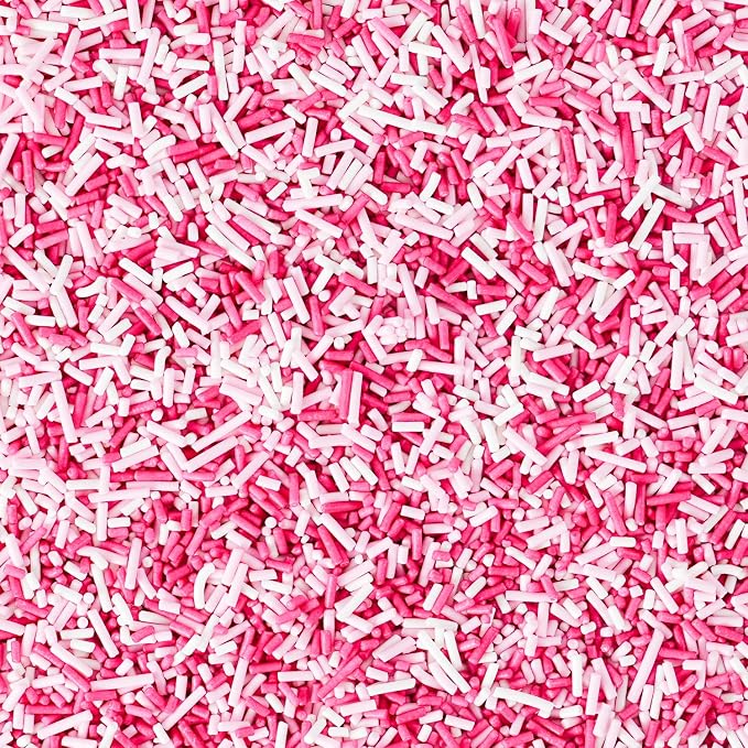 Valentines Day Dye Free Sprinkles Pink and White Jimmies No Artificial Dyes Natural Jimmies Sprinkles for Valentine's Day Cake Decorations Baby Shower, Cookies, Fondant Cake, Dessert Toppings, 4.2oz