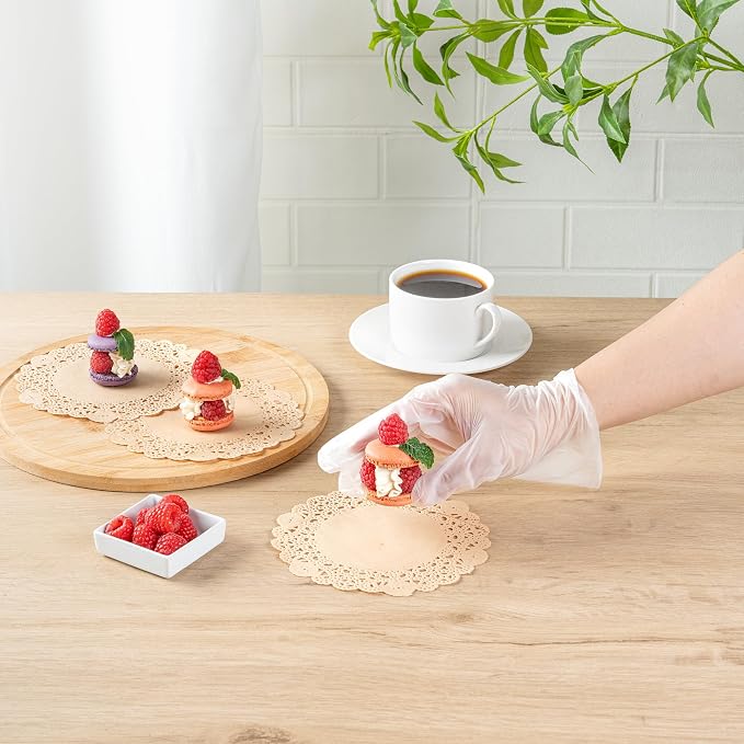 Restaurantware Paper Doilies 4000 Count 6 Inch Kraft Lace Disposable Placemats for Catering Round Decorative Table Setting Doilies for Desserts