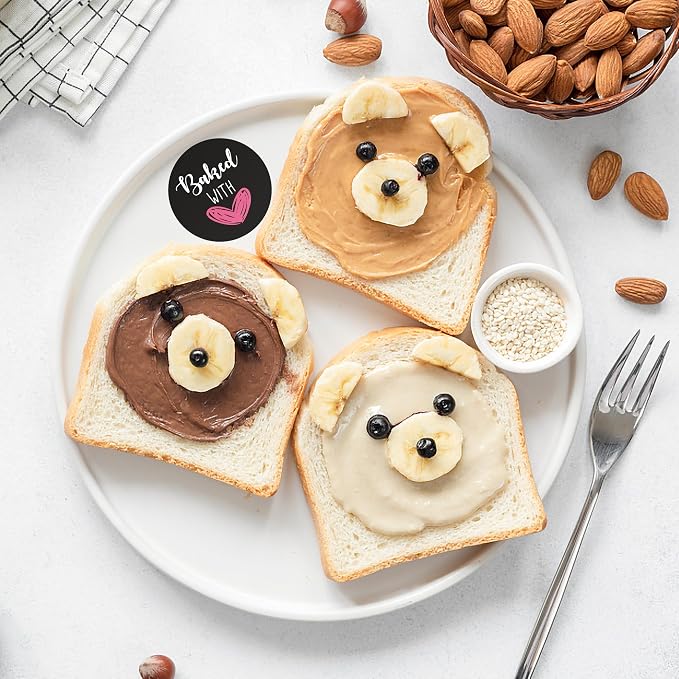 Hybsk Baked with Love Stickers for Bakeries Bake Sales Presents Seals Weddings Baby Showers Events Baking Stickers(1.5 inch)