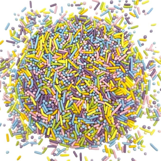 Manvscakes, Pastel Rainbow Sprinkles, Dye Free Cake Decorations, Nut and Gluten Free, Easter Cupcake Topping, 3oz