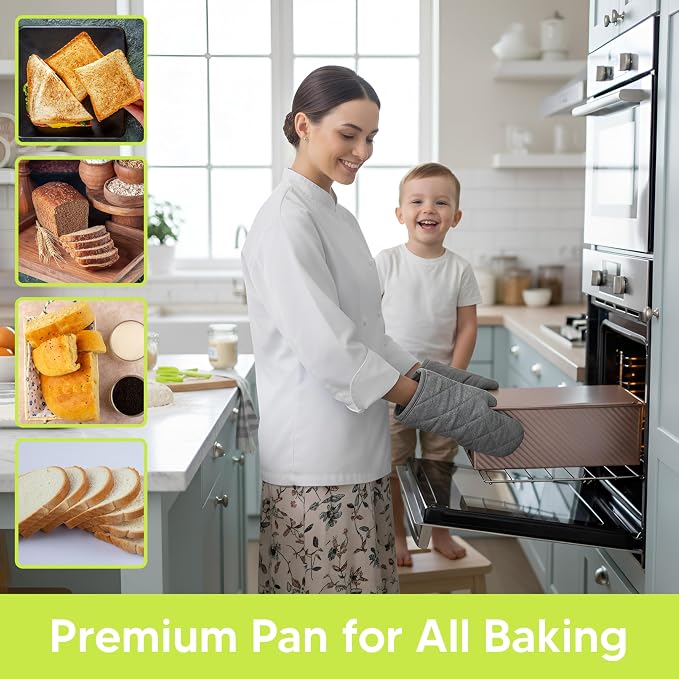 Pullman Loaf Pan with Lid, 2.2Lb 12.5 x 4.6 inch Carbon Steel Bread Pan for Shokupan Japanese Milk Bread, Non-Stick PFOA-Free Silicone Coating, Pain de Mie Sandwich Loaf Tin with 3 Scrapers