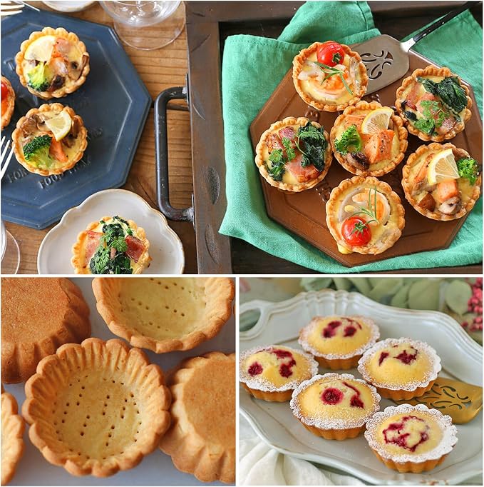 Tart Cutting Mold Set, 4 inch Fluted Round Cookie Cutter Round Double Cut and 2.5 inch Tart Tamper Plastic, Biscuit Cutter for Making Egg Tarts, Fondant Cakes(Baking Tray Not Included)