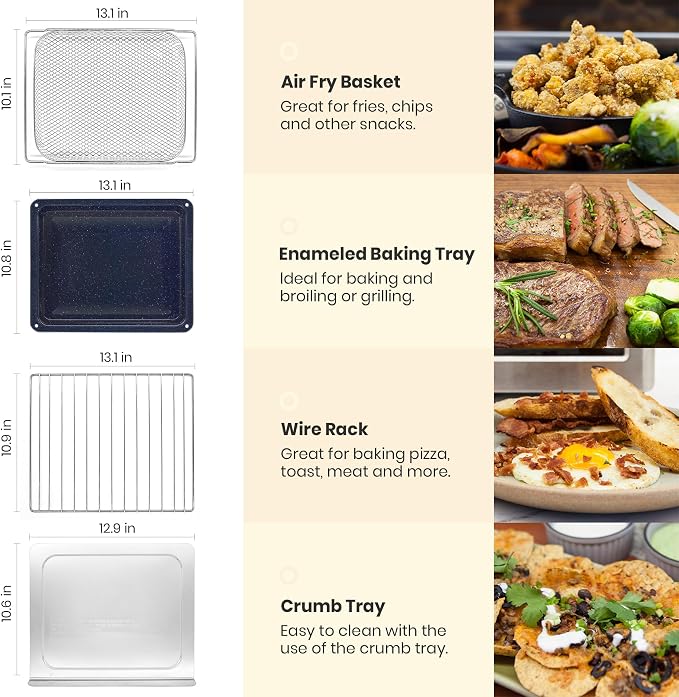VAL CUCINA Retro 26.3 QT Infrared Heating Air Fryer Toaster Oven,Large Countertop Convection Oven 10-in-1 Combo, 6-Slice Toast, Enamel Baking Pan Easy Clean with Recipe Book, Almond Yellow Color