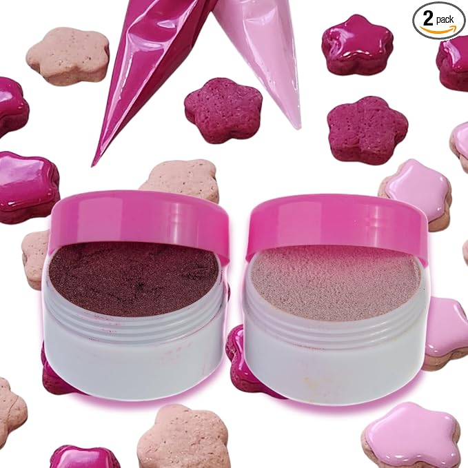 All Natural Pink and deep pink Food Coloring Powders Set | Perfect for cake decoration, cookie Frosting, Icing & Drinks | Dye-Free, Plant-Based, Kosher, Flavorless | No Carmine, No Annatto | By Pixie Dust | Large 2 Jars (0.40 oz / 11g Each) 22g Total.