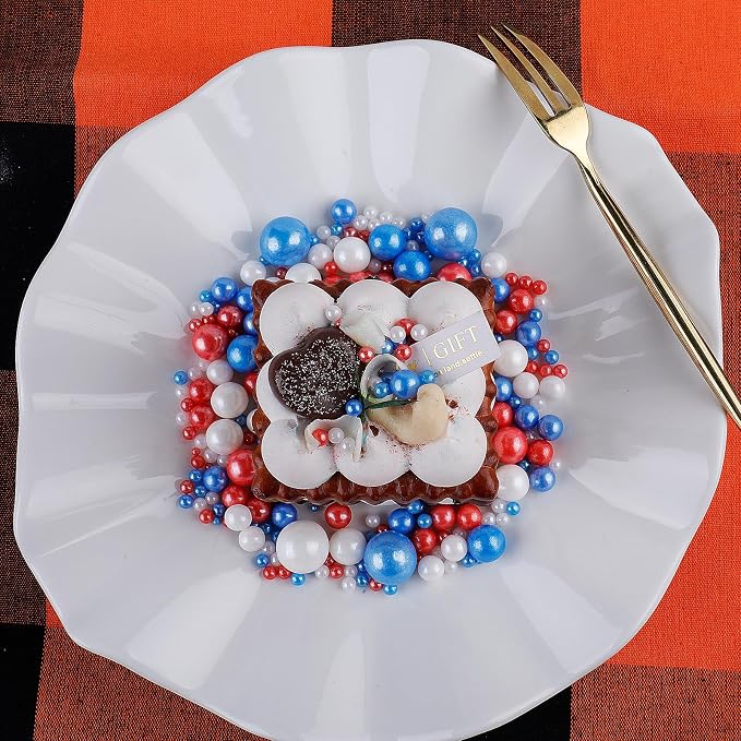 Red White and Blue Sprinkles for Cake Decorating, 130g/4.6oz Patriotic Edible Pearl Sprinkles Mix, Sugar Candy Pearls for Baking, Cookie Decorations and Cupcake Toppings, 4th of July Party Supplies