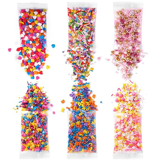 Sprinkles For Cake Decorating, Cupcake, Cookies, Ice Cream Topper, 6 Packs Colorful Sprinkles, Pastel Sprinkles, Six of assorted Sprinkles for Cake Baking, Perfect For Birthdays, New Year’S Eve, Graduations