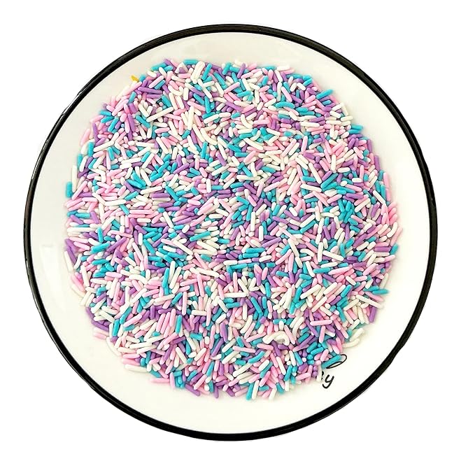 Homipooty Pastel Sprinkles Edible Purple Pink Blue White Jimmies Sprinkles for Cake Decorating Jimmies Sprinkles 78g/2.75oz Cookie Cupcake Topper Ice Cream