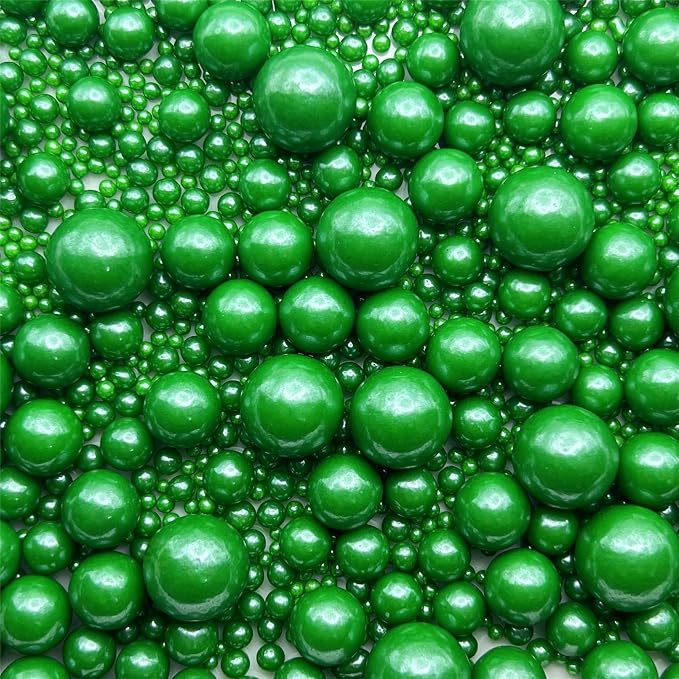 Christmas Green Pearl Sprinkles for Cake Decorating 5.1 OZ Green Edible Pearls Edible Cupcake Decorations Halloween Christmas Cookie Decorations Edible Sugar Pearls for Cakes,Cupcakes Toppers Baby Shower Wedding Supplies