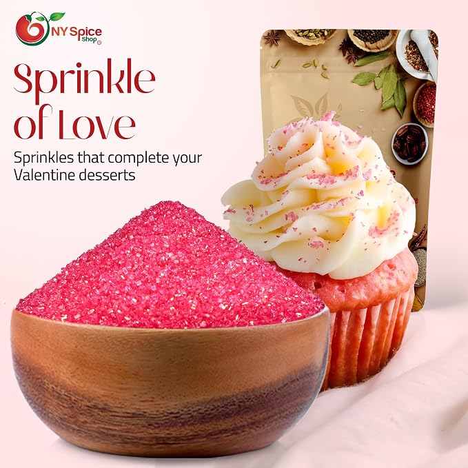 NY Spice Shop Pink Sprinkles Sanding Sugar - 8 Ounce Mix Pink Sprinkles for Holiday Dessert Decoration - Baking Decoration For Cupcakes Cookies Cakes & Dessert Toppings