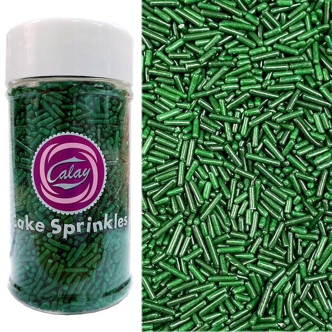 PhilaeEC Green Jimmies Sprinkle Edible Soft Jimmies Sprinkle for Cake Decoration Cupcake Topper Cookie Baking Decorations Halloween Christmas Valentine Supplies 2.75oz/78g