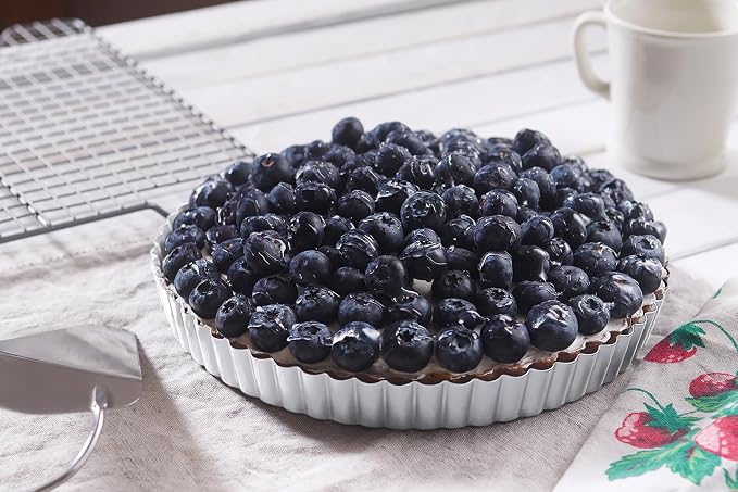 Fox Run Stainless Steel Tart and Quiche Baking Pan, 9.5" Round Fluted Edge Tart Pan