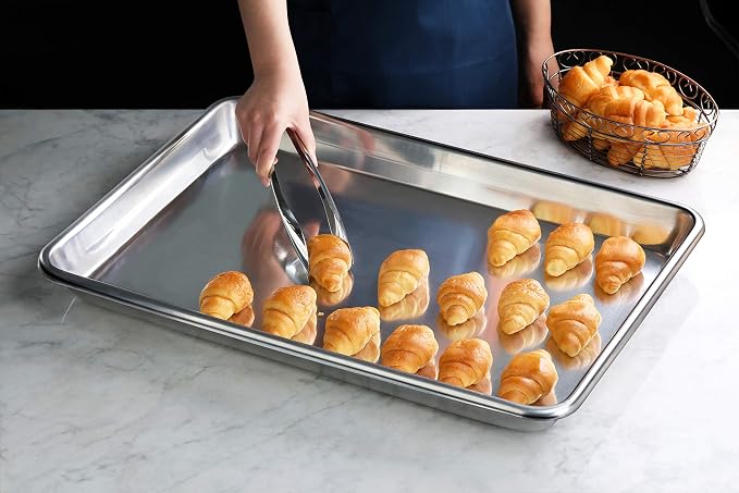 New Star Foodservice Commercial-Grade 12-Gauge Aluminum Open Bead Sheet Pan/Bun Pan, 18" L x 26" W x 2" H (Full Size)