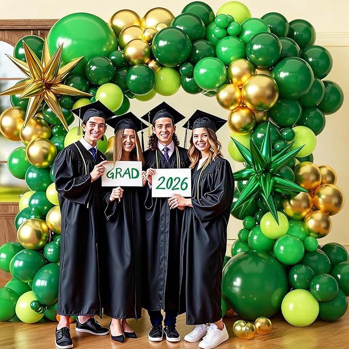 St Patricks Day balloons Arch Kit Decorations, Green and Gold Balloons Arch Kit with Stars, Emerald Green Dark Green Pastel Green Balloons for Birthday Party 2026 Graduation Party Decorations