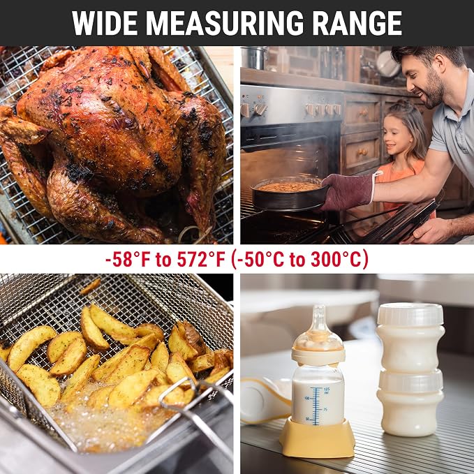 TempPro TP03B Digital Meat Thermometer for Cooking, Instant Read Thermometer with Backlight, Kitchen Food Thermometer for Grill Smoker BBQ Oil Deep Fry Candy Bread Coffee (Previously ThermoPro)