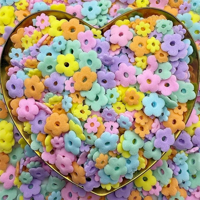 CandiJumpin Pastel Flower Sprinkles for Cake Decorating, Mini Edible Flowers Rainbow Flower Decorations Edible Flowers Cake Confetti Baby Shower Party Birthday Wedding Christmas Supplies 3 OZ