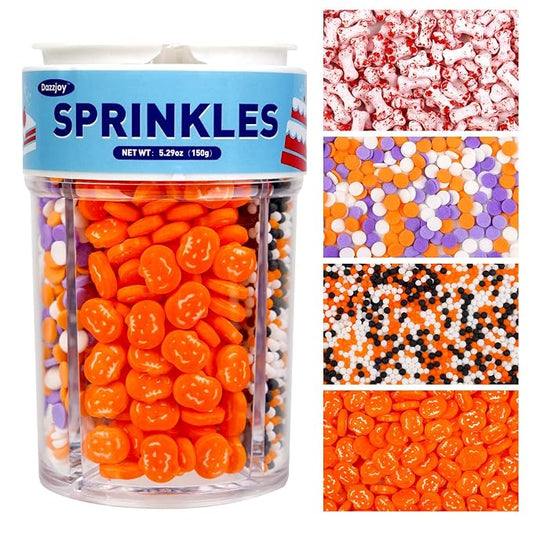 Dazzjoy Halloween Pumpkin Sprinkles, 150g/5.29oz, Edible Orange Sprinkles for Cake Decorating, Edible Cake Decoration & Cupcake Topper