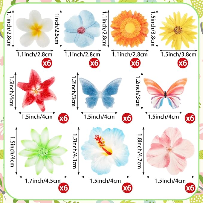 60PCS Edible Flowers and Butterfly Cake Decorations Edible Butterfly and Flowers Cake Topper Cupcake Toppers for Wedding Spring Tea Party Flower & Butterflies Themed Birthday Baby Shower