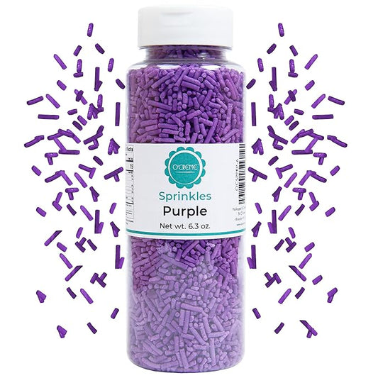 O’Creme Purple Sprinkles – 6.3oz for Cake Decorating – Kosher Pastel Sprinkles for Cupcakes, Cookies, Cakes, Ice Cream – Easy-Pour Jar