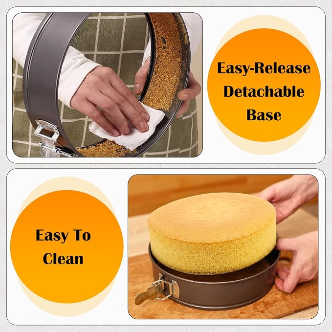 Nonstick Springform Cake Pan Set 6 Sizes (7 8 9 9.5 10 11 Inch) Leakproof Cheesecake Pans with Removable Bottom for Baking Pizza Quiche