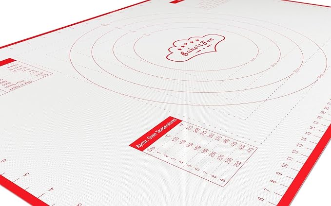 Silicone Pastry Mat Standard 23 x 15 in Nonstick Dough Rolling Mat with Measurements Inch and cm Circles Conversion Charts BPA Free Heat Resistant to 450 F Dishwasher Safe